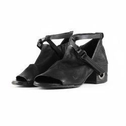 Airstep - Sandal i sort med ankelrem og moderat h�l 