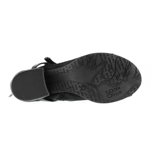 Airstep - Sandal i sort med ankelrem og moderat h�l 