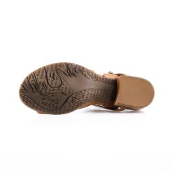 Airstep - Sandal i camel med ankelrem og moderat h�l 