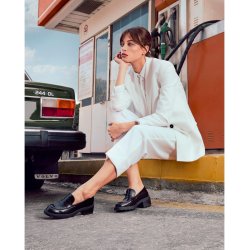 Wonders - Loafer i sort med grov sl og moderat hl - 1401