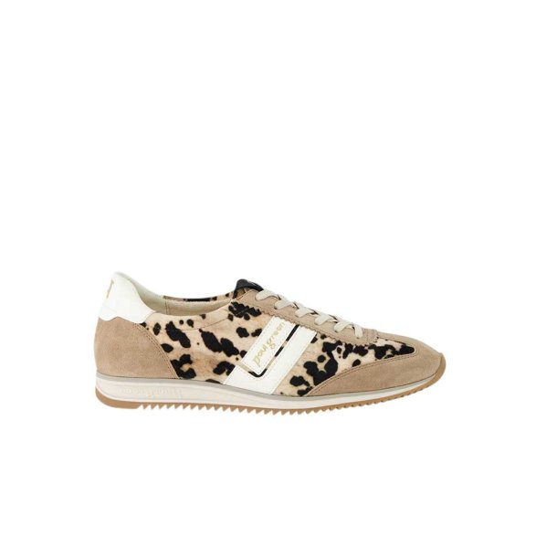 Paul Green - Sneakers med snre i sand og leopard - 5453