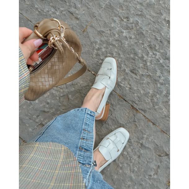 Wonders - Loafer i rhvid med slingback og lille hl - 7130