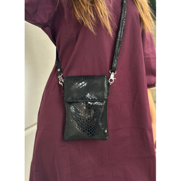 Depeche - Mobiltaske i sort croco - 16044