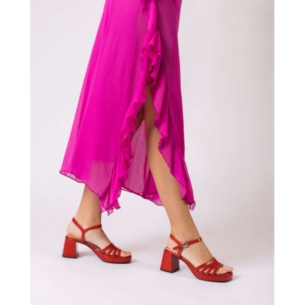 Wonders - Sandal i rd lak med plateau og hl - 6801