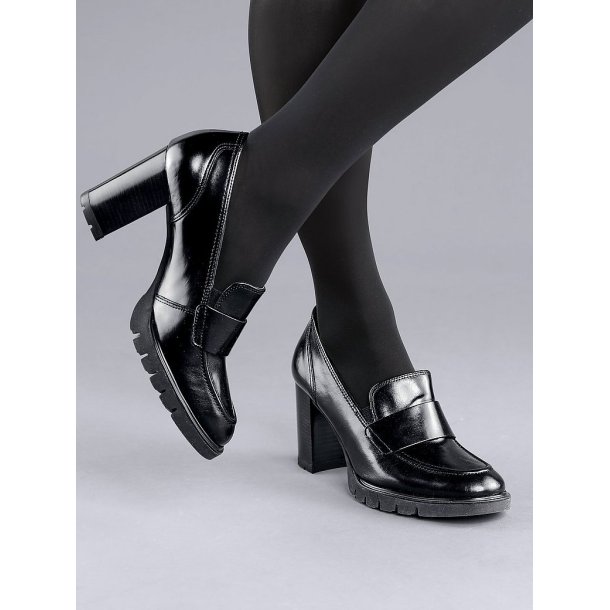 Paul Green - Loafer i sort med hl og plateau - 3784