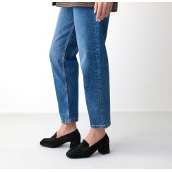 Paul Green - Loafer i sort ruskind med moderat h�l - 3861
