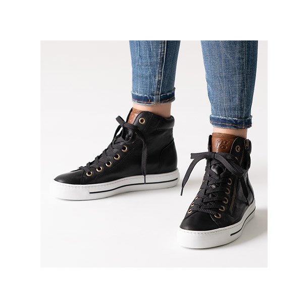 Paul Green - Ankelstvle i sort med snre og lynls - 4024